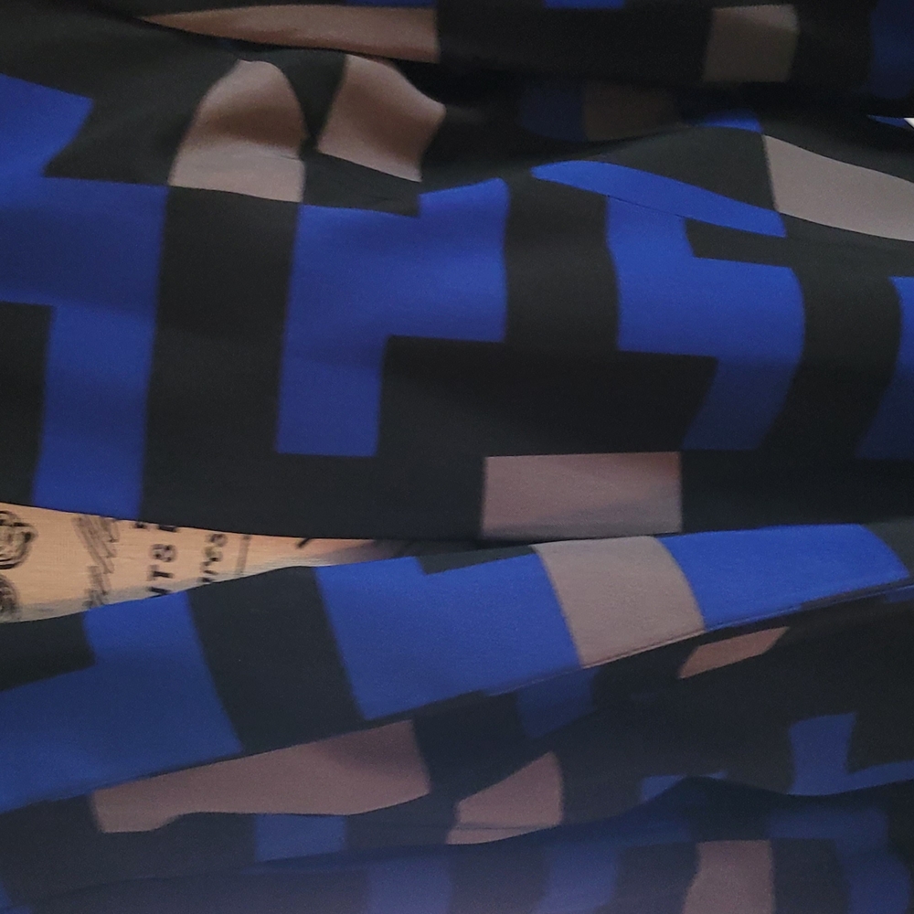 Geometric Blue and Black Patterned Fabric